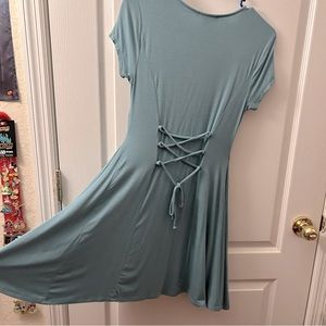 *SOLD*Teal Skater Dress tie back Forever 21 M